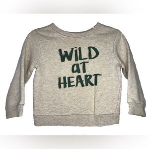 EUC Garanimals 24m Tan Sweatshirt “Wild at Heart” Olive great screen print